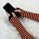 thumbnail image 4 of Mujeres Invierno Raya Patrón Codo Longitud Sin dedos Thumbhole Calentadores de brazo Guantes largos naranja talla única, 4 of 6