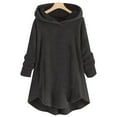 thumbnail image 2 of Womens Cardigan Plus Size Button Plush Tops Hooded Loose Cardigan Wool Coat Winter Jacket Navy Xl, 2 of 5