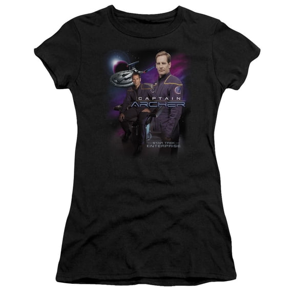 Star Trek Captain Archer Junior Women's Sheer T-Shirt Black