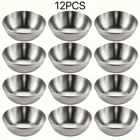 

hghfhj 12-Piece Deluxe Gold Stainless Steel Condiment Dishes Set - Multipurpose Relish Bowls for Sauce Sushi Fried Chicken BBQ Butter Steak Sauce