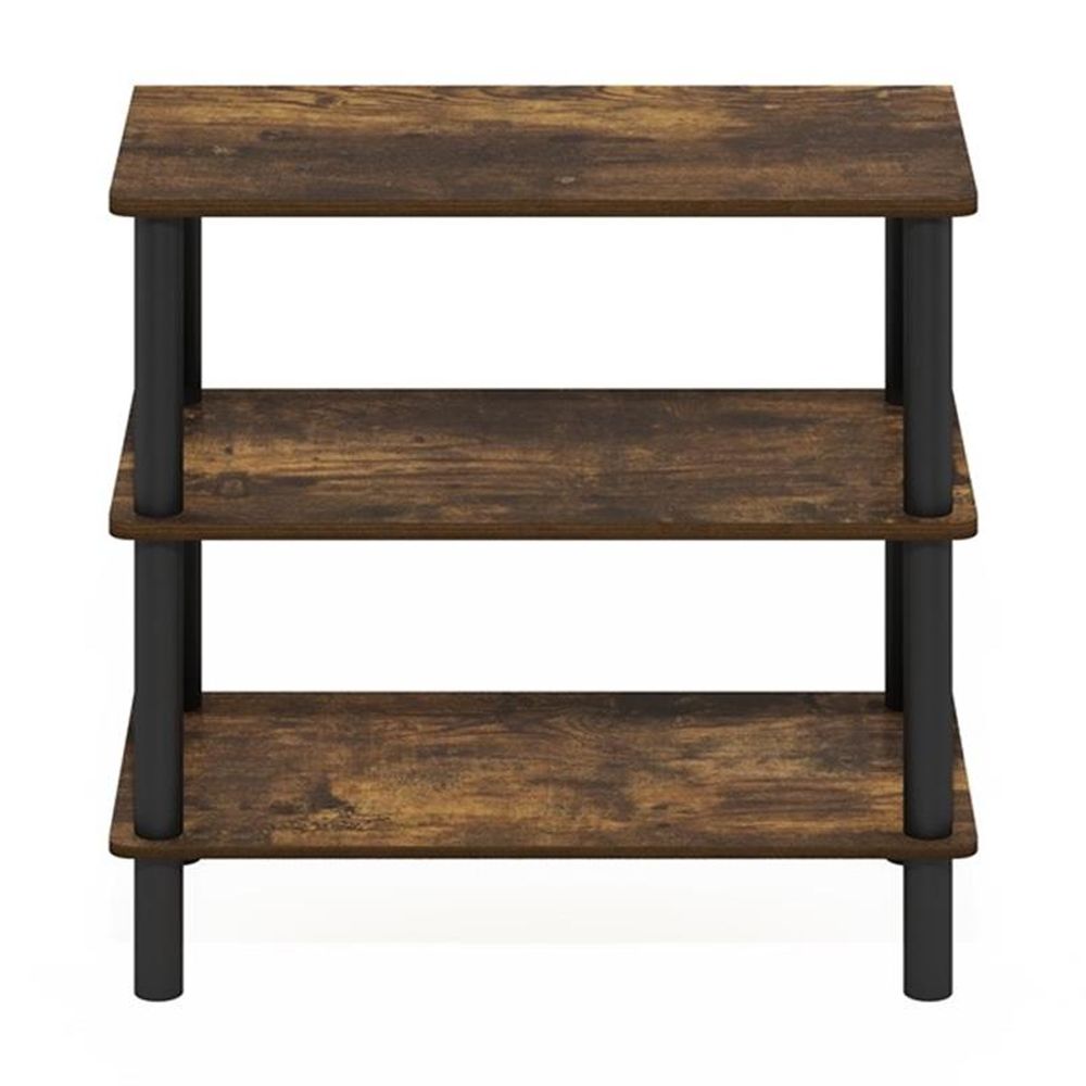 Pemberly Row Turn-N-Tube 26-Inch 3-Tier Freestanding Shoe Rack Amber Pine/Black