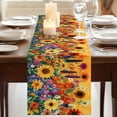 thumbnail image 3 of Colorful Flowers 36 Inch Table Runner, Farmhouse Sunflower Daisy Farmhouse Dresser Scarf Cotton & Linen Tablerunner for Dining/Kitchen Island/Holiday Party Décor Small 13" x 36", 3 of 9
