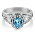 thumbnail image 2 of Gem Stone King 1.36 Ct Oval Swiss Blue Topaz 925 Sterling Silver Ring, 2 of 4