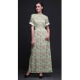 thumbnail image 2 of Bimba Rayon Leaves & Magnolia Floral Smocked Waist Printed Gown Maxi Side Slit LadiesÂ&nbsp;Dress-XXX-Large, 2 of 6