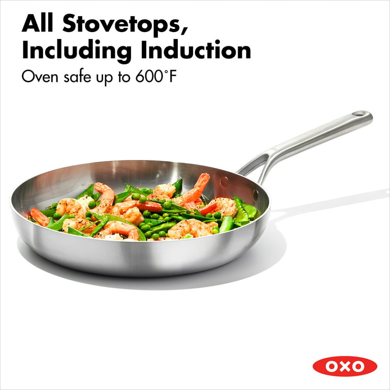 OXO Nonstick 12-in Stainless Steel Cooking Pan with Lid in the Cooking Pans  & Skillets department at