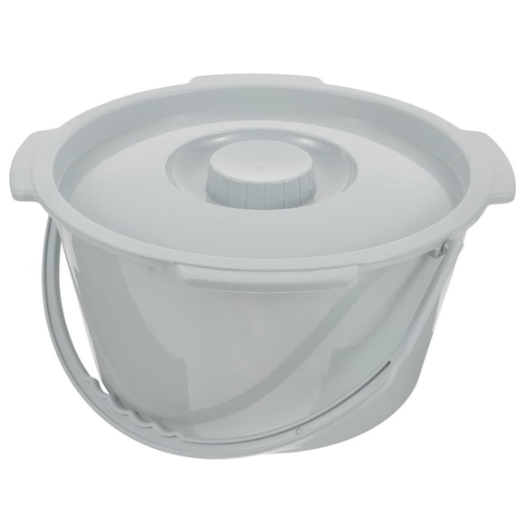 HLONK Grey Plastic Commode Bucket with Lid and Handle for Bedside Chair