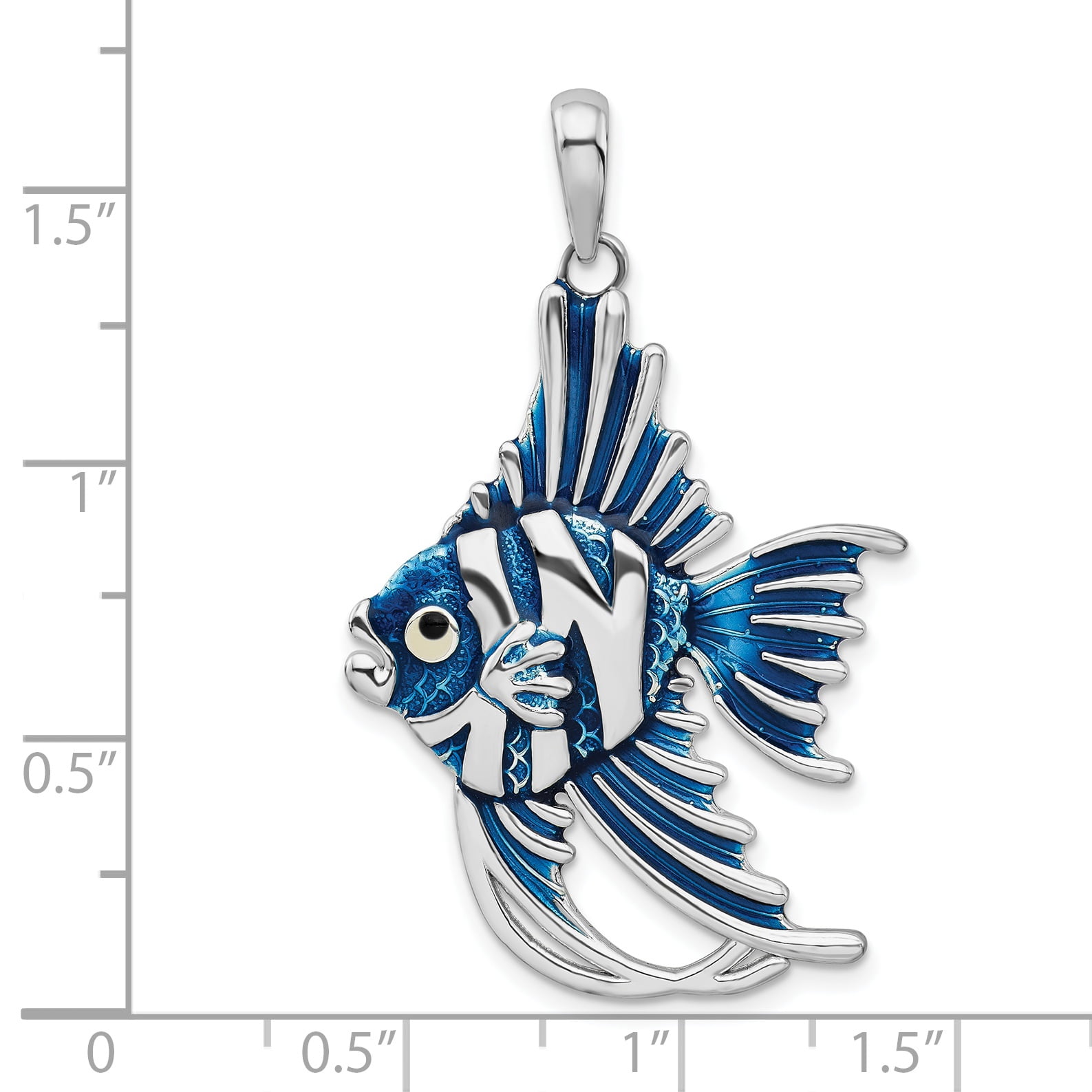 Sterling Silver Detailed Angel Fish Pendant 