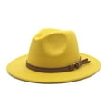 thumbnail image 2 of MANHUJI Windfall Men & Women Vintage Wide Brim Fedora Hat With Belt Buckle (Yellow,One Size), 2 of 4