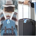 thumbnail image 5 of Square 2Pack PU Leather Blue and White Geometry Cruise Luggage Tag with Privacy Cover and Name ID Tag for Travel Handbags Backpacks Luggage Tags, 5 of 6