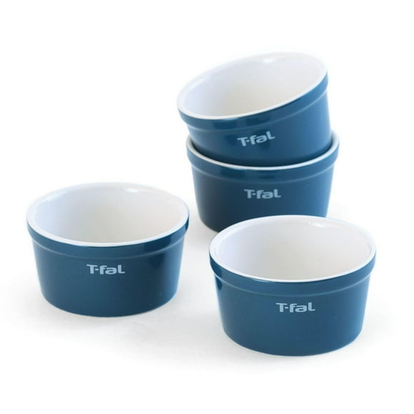 Ensemble de 4 ramequins T-Fal en céramique, bleu 3,5 po/9 cm