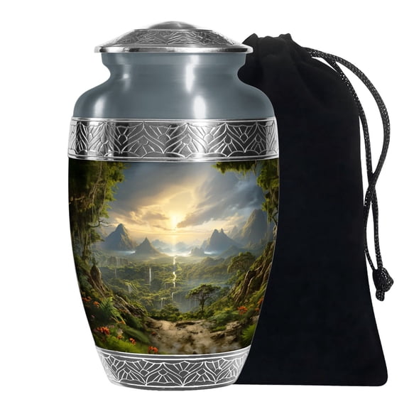 Burial Handcrafted Black Forest Urns For Human Ashes Adult Men - Memorial Large Urn For Human Ashes Adult Women - Cremation Gift For Decorative - 10 Inch And 200 Lbs Include Velvet Bag