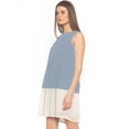 thumbnail image 2 of eloria Women's Georgette Pleated Boat Neck Sleevless Summer Casual Midi Dress, Color : Light Grey 2 | Size : XS, 2 of 5