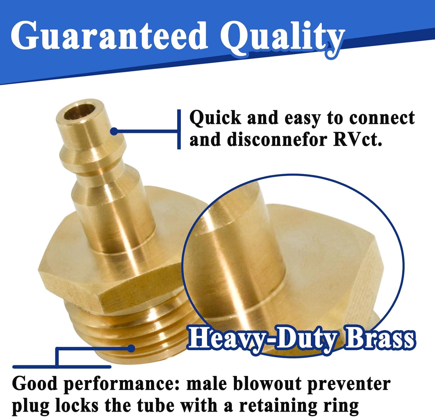 HRTGFD-4Pcs 1/4" Air Compressor Quick Connect Plug To GHT 3/4" Garden Hose Faucet, for Winterize Blow Out Plug, Garden Hose Fitting