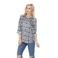 thumbnail image 2 of White Mark Women's Classic Plaid 3/4 Sleeve Shirt, 2 of 6
