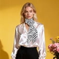thumbnail image 2 of Unique Bargains 1 Pc Scarf Zebra Stripes Rose Neck Scarf Black White, 2 of 5