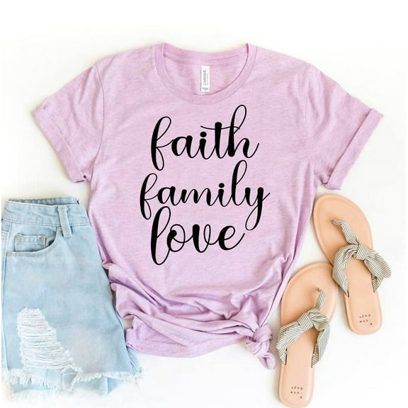 Faith Family Love T-shirt Women's Church Tshirt Christianity Shirt Hope Tee Jesus Top Cross Gift Religious Shirts