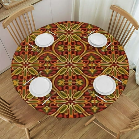 

Round Tablecloth Burgundy Tablecloth for Side Table Eastern Medieval Design Fit Round Tables Diameter for Indoor Outdoor Fits Multicolor