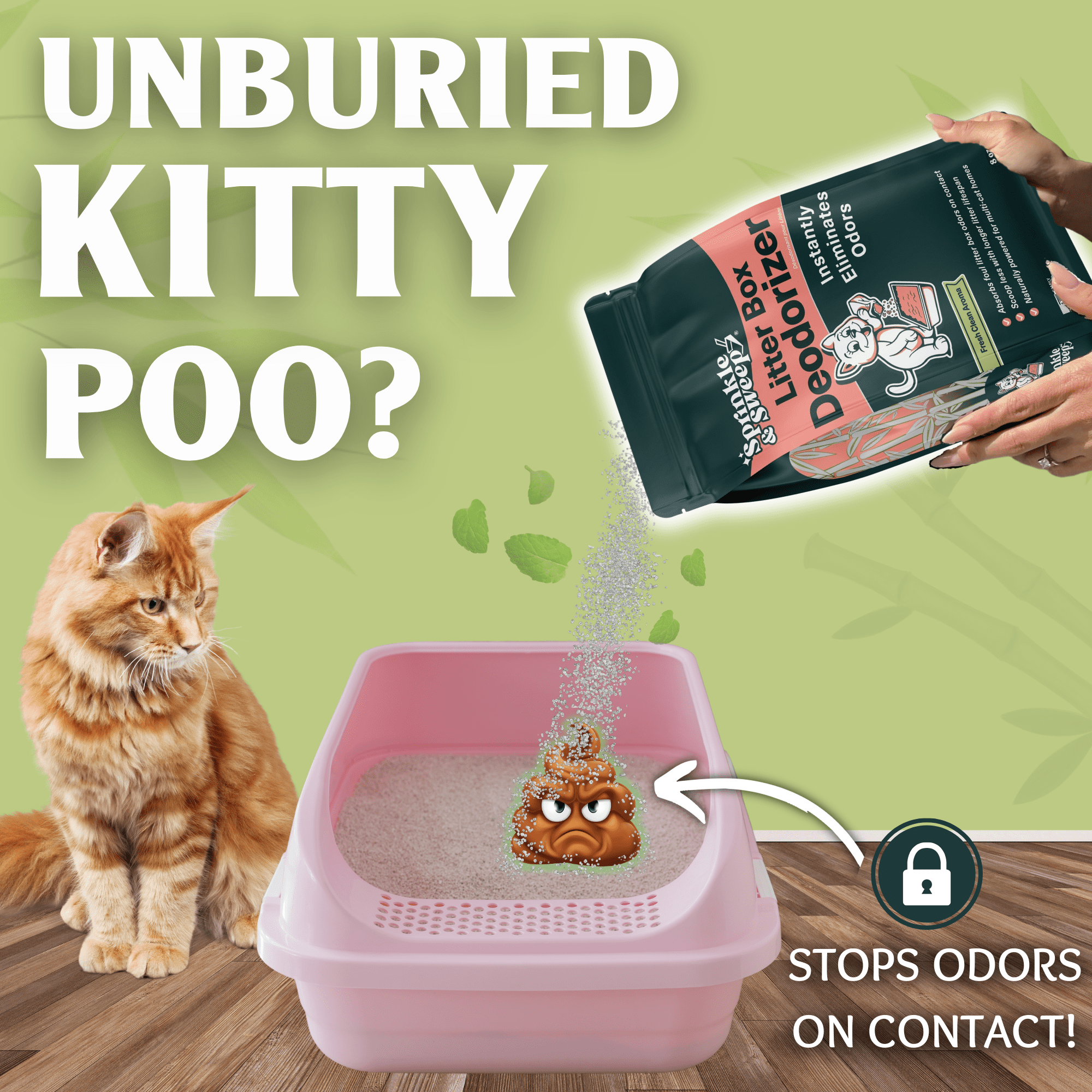 Sprinkle & Sweep Litter Box Deodorizer – Cat Odor Eliminator for Litter Box & Cat Essentials
