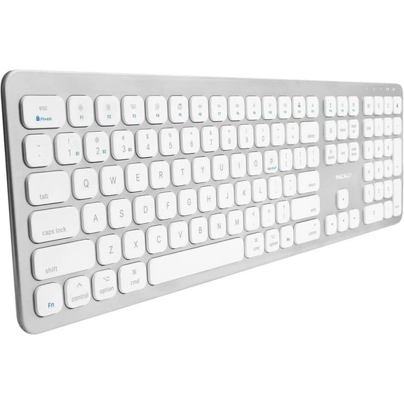 Macally Premium Wireless Keyboard for Mac, iMac, MacBook, Mac Pro - Compatible Apple Wireless Keyboard for Mac Mini, MacBook Pro/Air Laptop - Rechargeable Full-Size Wireless Mac Keyboard