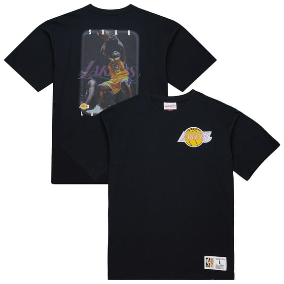 Men's-Mitchell & Ness Shaquille O'Neal Black Los Angeles Lakers Hardwood Classics NBA Legends T-Shirt