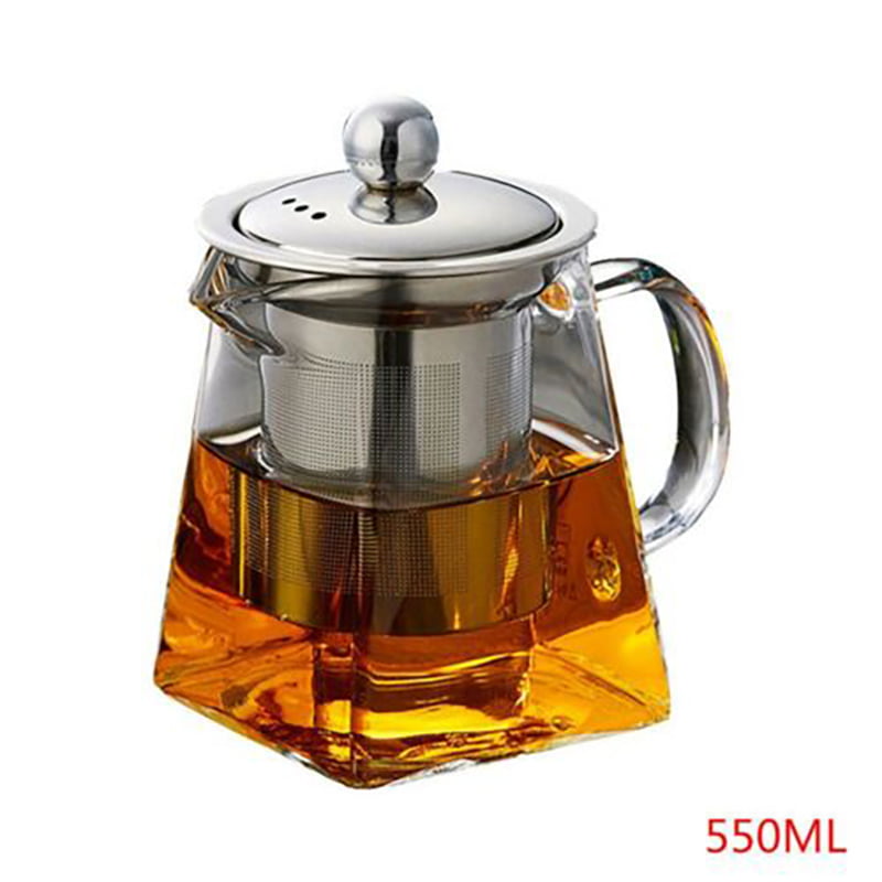 Details about   Home Glass Tea Pot Stainless Steel Leaf Infuser Kettle Teapot Coffee with Filter 