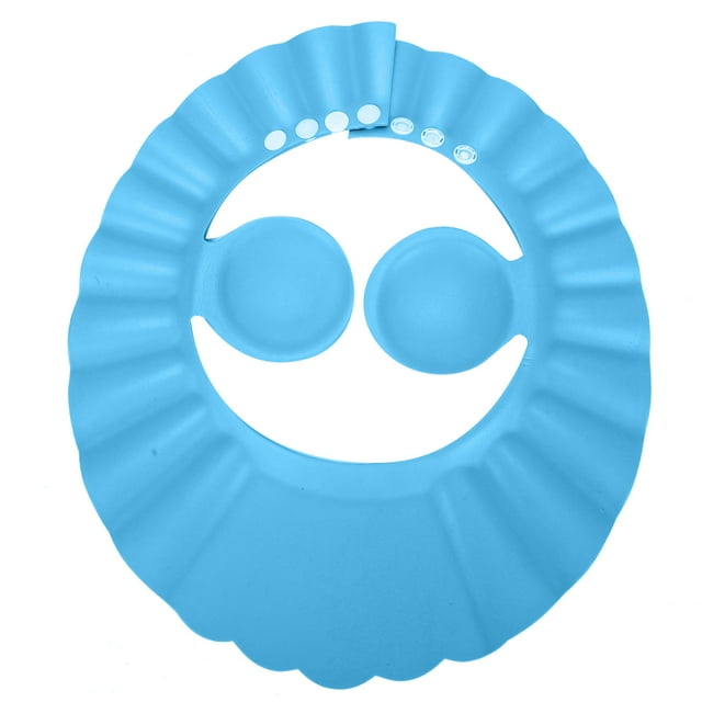 Gorro de baño con champú para baby shower, protector solar de silicona para el cabello, protección auditiva para niños, azul