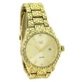 thumbnail image 2 of Mens Big Gold-tone nugget style Calendar Watch 43mm 20mm thick case. Gold dial, 20mm wide metal link bracelet fits 8 inches wrist., 2 of 2
