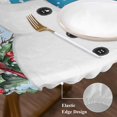 thumbnail image 3 of Blue Snowman Christmas Round Tablecloth, Fitted Table Cover with Elastic for 45"-54" Round Tables, Xmas Snowflake Birds Berry Winter Table Cloth Outdoor Indoor Dinning Party Waterproof Tablecloths, 3 of 7