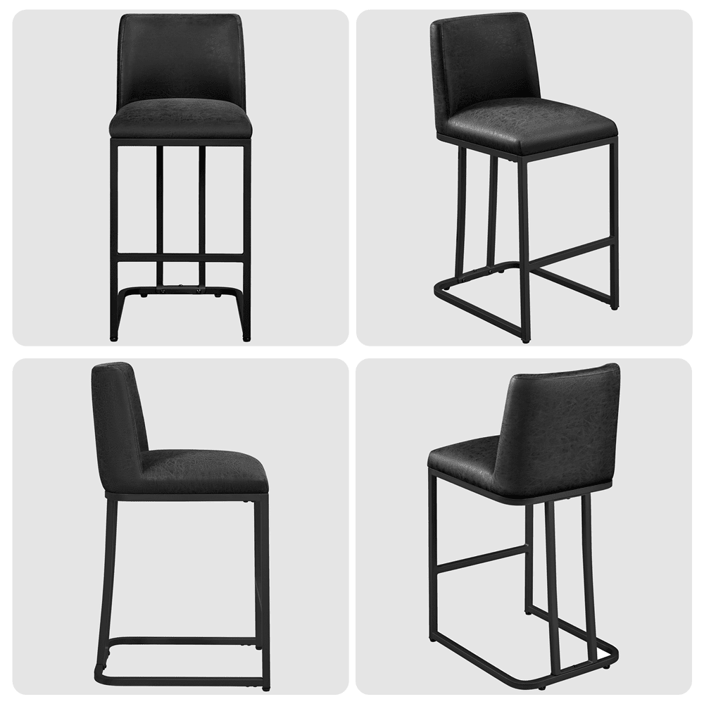 Alden Design 24.5″ Modern Upholstered Counter Height Bar Stools for Kitchen Dining, Black