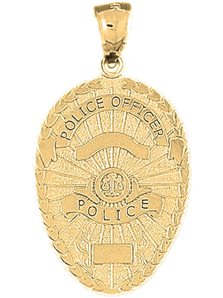 14K Yellow Gold Police Badge Pendant 34 mm Jewels Obsession Police Badge Pendant