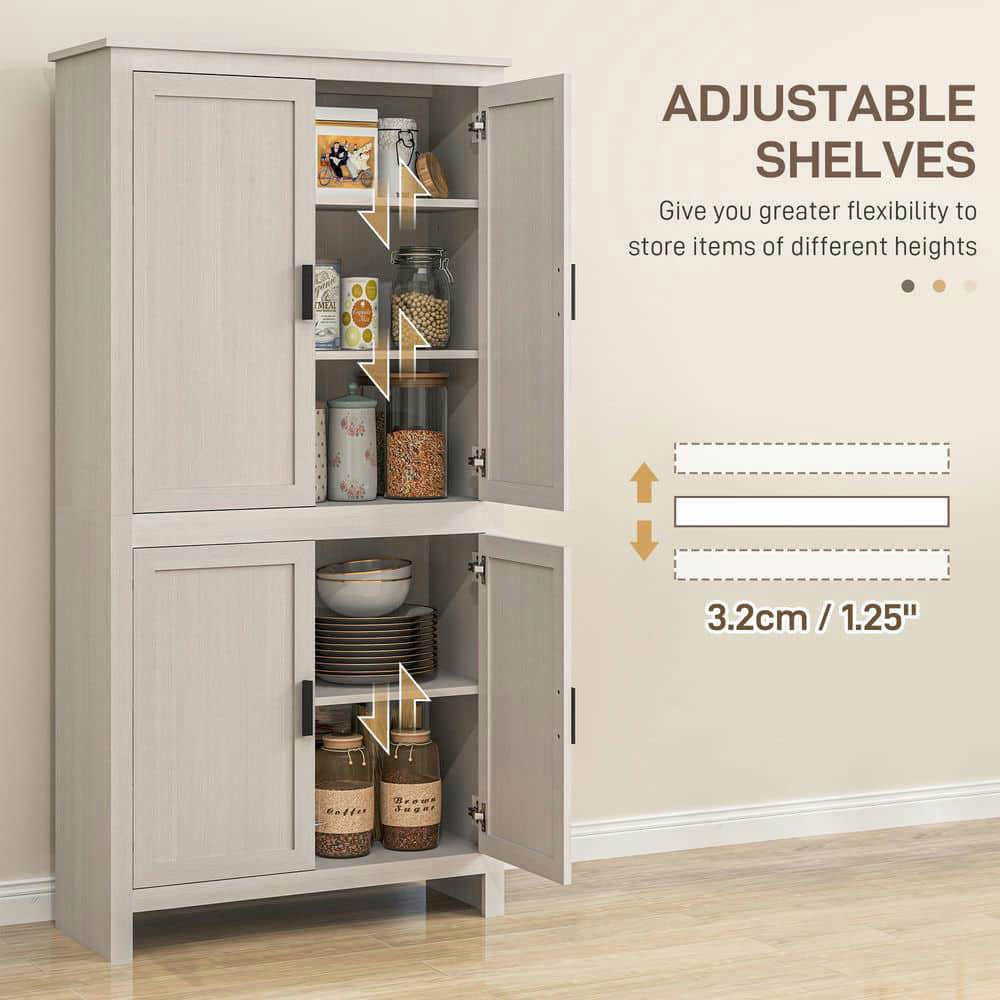 Spaco 64" 4-Door Kitchen Pantry with 3 Adjustable Shelves, Freestanding Storage Cabinet, Storage Cabinet for Indoor as Kitchen, Bar, Dining Room, White