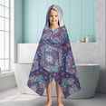thumbnail image 6 of Blue Ethnic Paisley Pattern Hooded Bath Towel，60"x35" for Ages 3 To 12 Kids, Quick Dry Lightweight Soft Microfiber Hood Beach Towel Cover Up for Kids, 6 of 7
