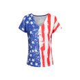 thumbnail image 4 of KVMeteor Womens American Flag Print Tops Short Sleeve V Neck T Shirt Tunic Top, 4 of 5