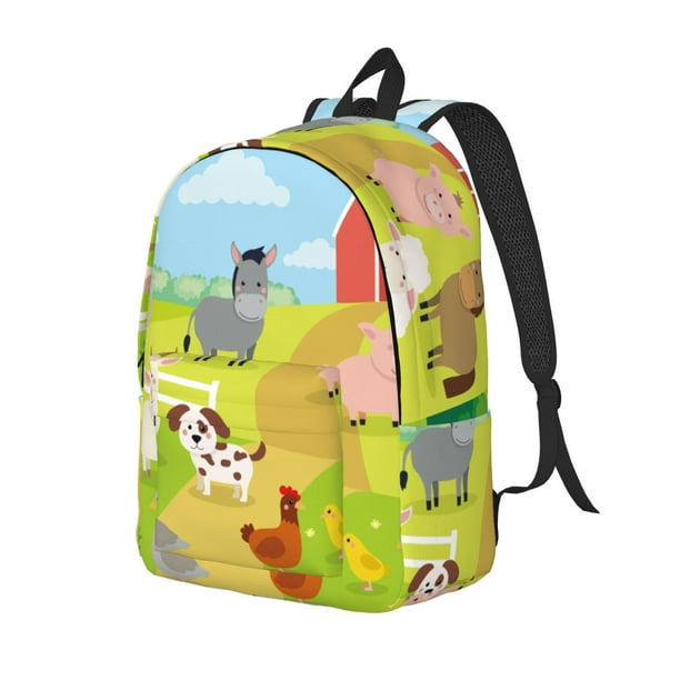 Disketp Farm Animals 3 Mochila de Lona Estampada, Mochila Escolar de Viaje Ligera para Estudiantes y Portátil-Small