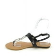 thumbnail image 4 of Bamboo Women's Vegan Leather Silver Jeweled Metal Detailing Flat Thong Sandal, 4 of 4