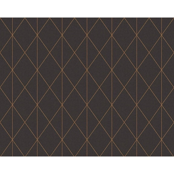 Concord Wallcoverings Textured Wallpaper Geometric Diamonds Design, Black Gold, 21 In x 33 Ft (56 sq. ft), 365754