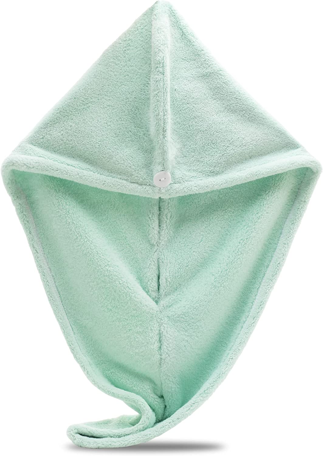 Turban Serviette Microfibre Pour Cheveux – Absorbant Rapide, Avec Boutons Réglables Et Crochet Inclus (Vert)