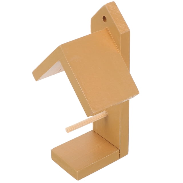 OULII 1Pcs Outdoor Bird Feeder in Wood with House Shape and Triangular Roof