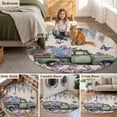 thumbnail image 6 of Purple Flowers Round Area Rugs Collection 6', Vintage Weeping Spring Floral Truck Butterfly Retro Non Slip Indoor Circular Throw Runner Rug Floor Mat Carpet for Living Room Dining Table Bedroom, 6 of 9