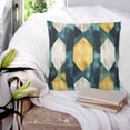 thumbnail image 4 of Teal Yellow Rhombus Decorative Pillowcase 16''x16'', Geometric Abstract Art Throw Pillow Covers Soft Cushion Case for Couch Sofa Bedroom Living Room, Pillowcase Boho Decor, 4 of 8