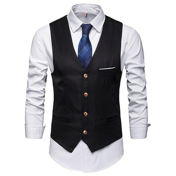 Lefu Solid color Mens Waistcoat V-neck slim business formal suit vest  British style 