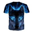 thumbnail image 1 of LEEYNEER T-shirt à Manches Courtes Imprimé Loup 3D Vif Col Rond T-shirt Grande Taille, 1 of 8