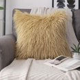 thumbnail image 2 of Phantoscope Merino Style Faux Fur Series Decorative Throw Pillow Bundle, 18" x 18"/22" x 22", Yellow, 2 Pack, 2 of 4