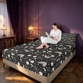 thumbnail image 3 of Homewish Wild Moth Bed Sheets, Green Leaves Full Size Sheets, Moon Print Decor, 4 Pieces, 1 Flat Sheet, 1 Fitted Sheet and 2 Pillowcases, 3 of 6