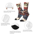 thumbnail image 4 of Wukai Samurai Frog Guitar Print Contrast Color Mid-tube Socks, 3D Printing Design Adult Socks, High Elastic Breathable Sports Socks, Suitable for Daily,Unisex, 4 of 6