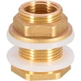 thumbnail image 1 of Solid Brass Bulkhead Tank Fitting, 3/4" Male 1/2" Female Water Connector with 2 Rubber Rings 3/4 in, 1 of 5