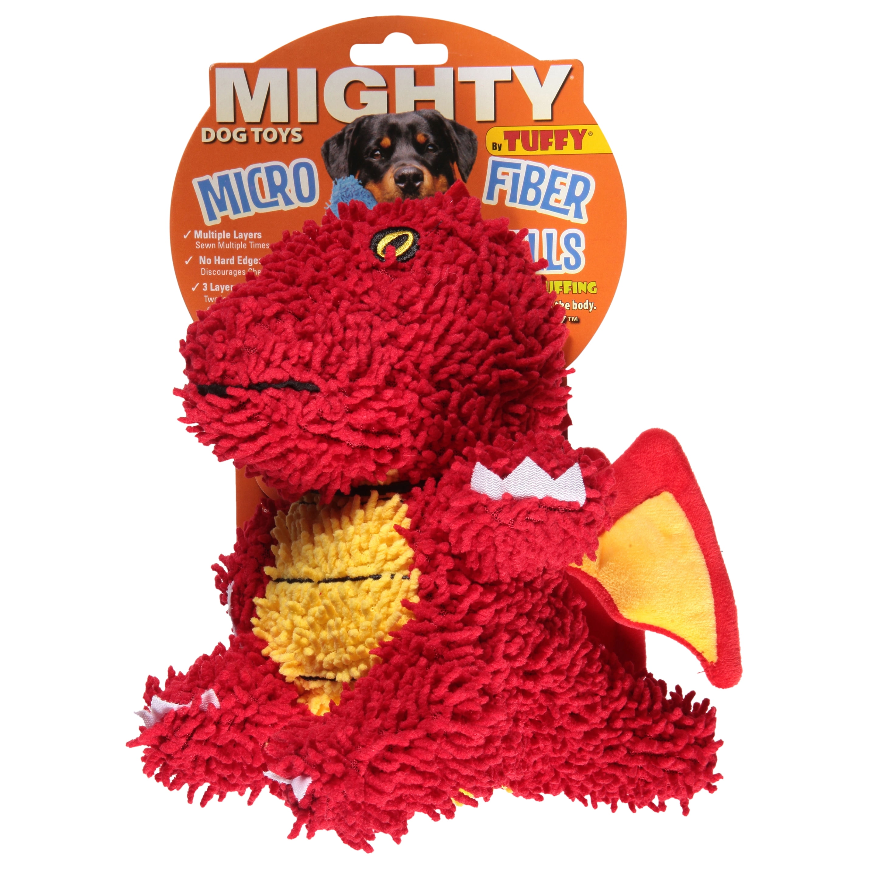Mighty Microfiber Ball Dragon Red Durable Plush Dog Toy