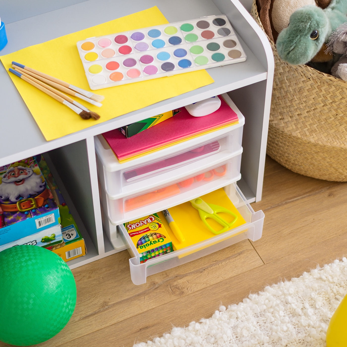 IRIS Medium 3-Drawer Desktop Organizer with Open Tray Top, 2Pk