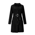 thumbnail image 5 of YueHuiYing Women's Solid Fashionable Long Sleeved Lapel Breasted Short Single-Breasted Shirt Dress With Belt, 5 of 9