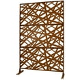 thumbnail image 3 of Freestanding Metal Privacy Screen for Deck & Patio - 76" H x 48" W Outdoor/Indoor Room Divider, Durable Weatherproof Design, Brown, 3 of 9